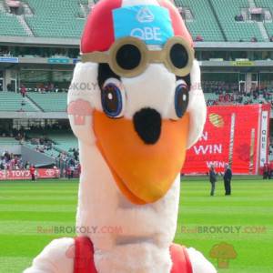 Stork mascot in a swimsuit - Redbrokoly.com