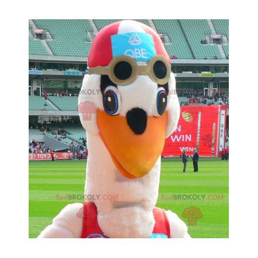 Stork mascot in a swimsuit - Redbrokoly.com