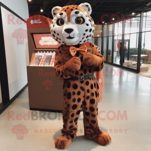 Rust Leopard mascot costume character dressed with a Dress Shirt and Coin purses