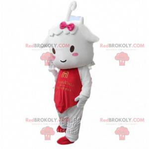 Lam maskot, lille hvidt får med rødt tøj - Redbrokoly.com