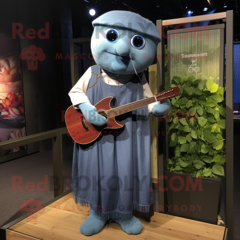 nan Celtic Harp mascot costume character dressed with a Denim Shirt and Pocket squares nan Celtic Harp mascot costume character dressed with a Denim Shirt and Pocket squares