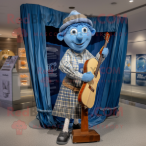 nan Celtic Harp mascot costume character dressed with a Denim Shirt and Pocket squares