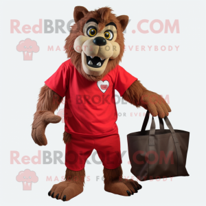 Red Werewolf maskot kostume...