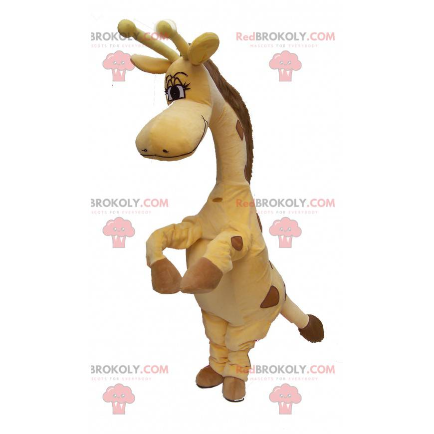 Gelbes und braunes Giraffenmaskottchen - Redbrokoly.com