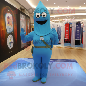 Cyan Air Force Soldier mascot costume character dressed with a Yoga Pants and Shawls