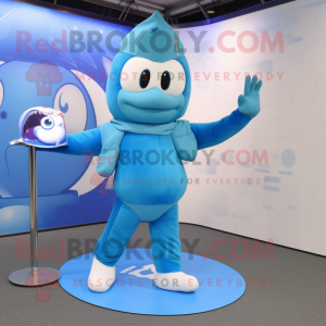 Cyan Air Force Soldier mascot costume character dressed with a Yoga Pants and Shawls