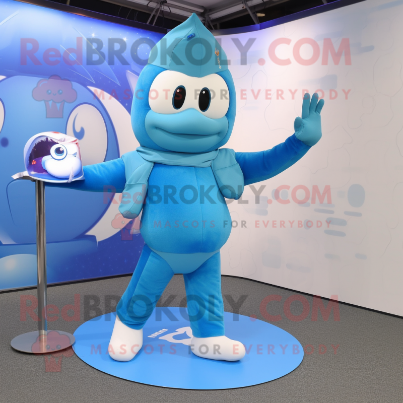 Cyan Air Force Soldier mascot costume character dressed with a Yoga Pants and Shawls Cyan Air Force Soldier mascot costume character dressed with a Yoga Pants and Shawls
