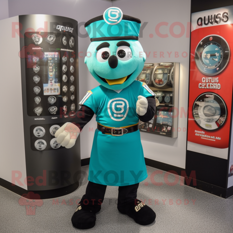 Turquoise Guinness mascot costume character dressed with a Graphic Tee and Bracelet watches Turquoise Guinness mascot costume character dressed with a Graphic Tee and Bracelet watches