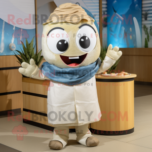 Beige Sushi maskot kostume...