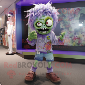 Lavender Zombie mascot costume character dressed with a Shorts and Headbands