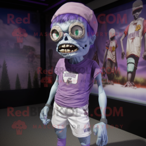 Lavender Zombie mascot costume character dressed with a Shorts and Headbands