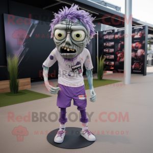 Lavender Zombie mascot costume character dressed with a Shorts and Headbands