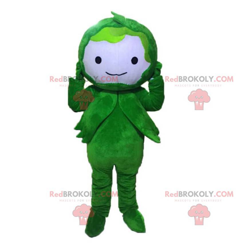 Mascota vegetal verde, disfraz de personaje verde -
