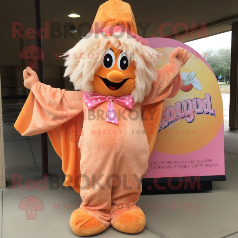 Peach Jambalaya mascot costume character dressed with a Cover-up and Hair clips Peach Jambalaya mascot costume character dressed with a Cover-up and Hair clips