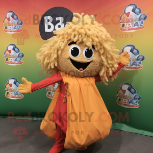 Peach Jambalaya mascot costume character dressed with a Cover-up and Hair clips