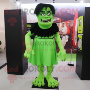 nan Frankenstein'S Monster mascot costume character dressed with a Mini Skirt and Earrings