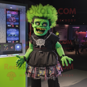 nan Frankenstein'S Monster mascot costume character dressed with a Mini Skirt and Earrings