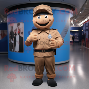 Brown Navy Soldier mascot costume character dressed with a Sweater and Caps