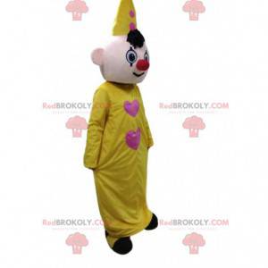 Mascotte pagliaccio giallo, costume da circo, burattino -