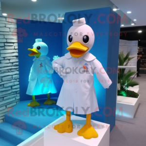 White Duck mascot costume character dressed with a Swimwear and Pocket squares