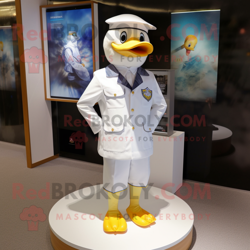 White Duck mascot costume character dressed with a Swimwear and Pocket squares