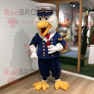 Navy Rooster mascot costume character dressed with a Romper and Keychains