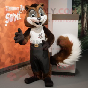 Rust Skunk mascot costume character dressed with a Sheath Dress and Cufflinks