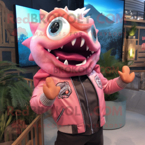 Pink Piranha maskot kostume...