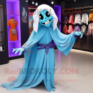 Cyan Undead maskot kostym...