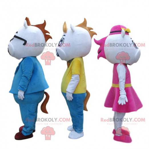 3 mascottes de vaches très élégantes, 3 costumes d'animaux -