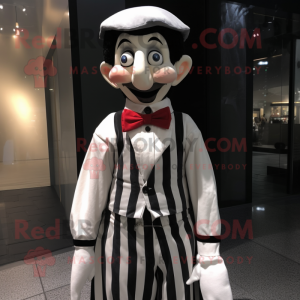 nan Mime mascot costume character dressed with a Vest and Bow ties