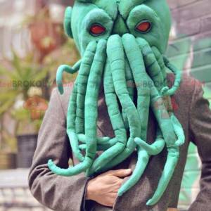 Very realistic green octopus head mascot - Redbrokoly.com