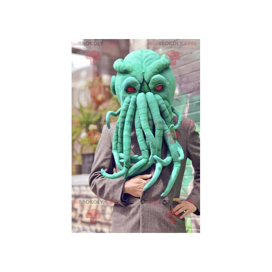 Very realistic green octopus head mascot - Redbrokoly.com