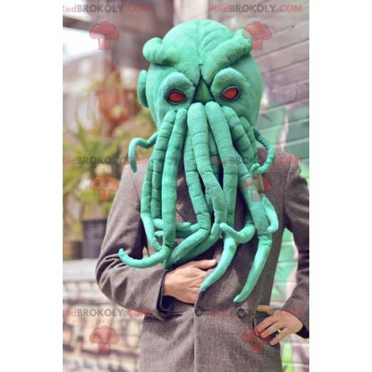 Very realistic green octopus head mascot - Redbrokoly.com