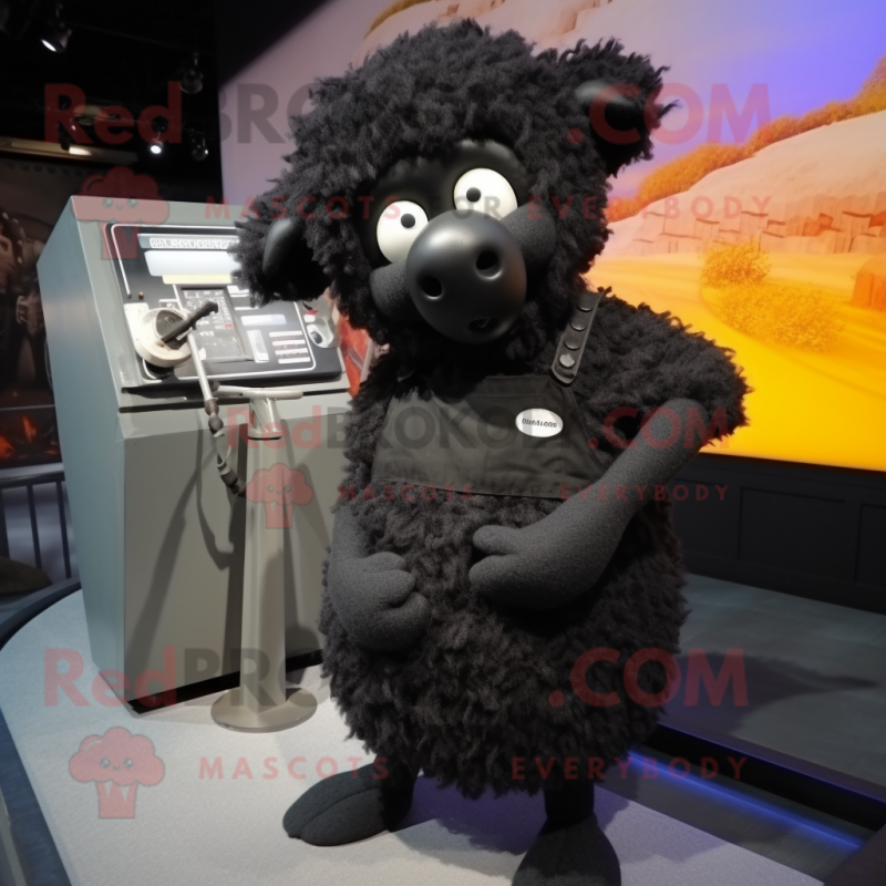 Black Sheep mascot costume character dressed with a Tank Top and Hairpins