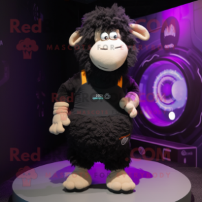 Black Sheep mascot costume character dressed with a Tank Top and Hairpins