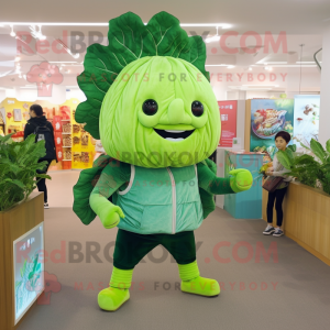 Green Cabbage Leaf maskot...