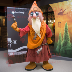 Rust Wizard mascot costume character dressed with a Shorts and Scarf clips