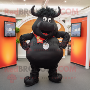 Black Beef Wellington mascot costume character dressed with a Trousers and Earrings