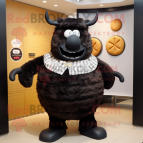 Black Beef Wellington mascot costume character dressed with a Trousers and Earrings