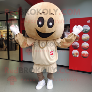 Tan Meatballs mascot costume character dressed with a Sweatshirt and Headbands