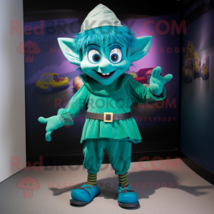 Teal Elf mascotte kostuum...