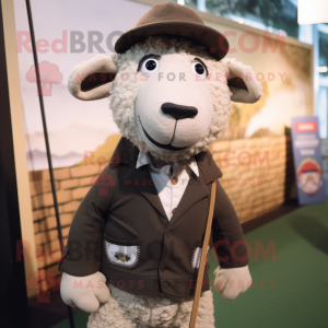 nan Merino Sheep mascot costume character dressed with a Suit Pants and Beanies