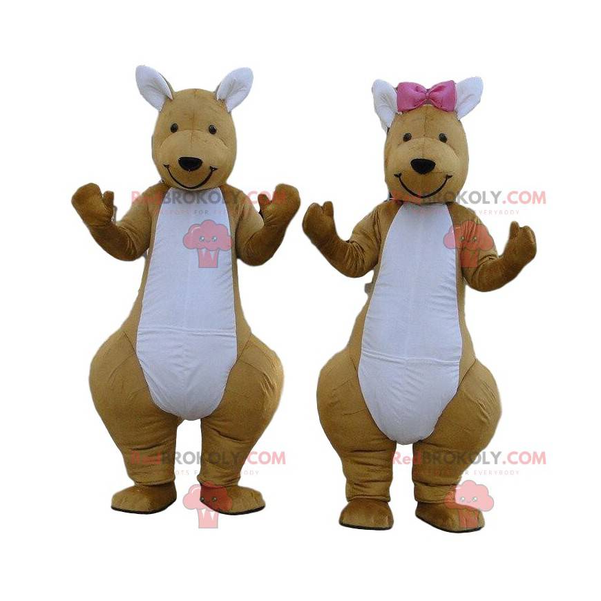 2 mascotas de canguros marrones y blancos, pareja de canguros - 2 mascotas de canguros marrones y blancos, pareja de canguros -