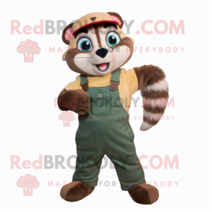 nan Ferret mascot costume character dressed with a Dungarees and Wallets