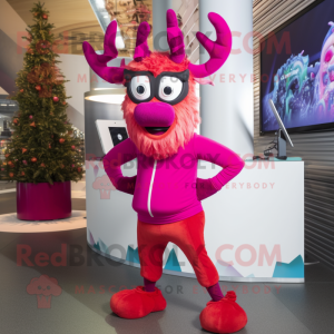 Magenta ren maskot kostym...