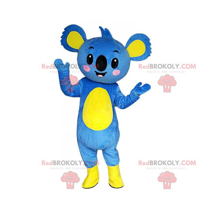 Blauw en geel koala mascotte, kostuum reusachtige koala - Blauw en geel koala mascotte, kostuum reusachtige koala -