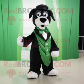 Forest Green Dog mascot costume character dressed with a Tuxedo and Wraps