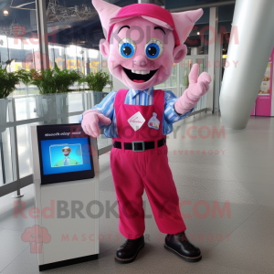 Pink Tooth Fairy mascot costume character dressed with a Button-Up Shirt and Wallets