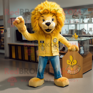 Yellow Lion maskot kostym...